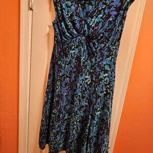 CHAPS Dress, size Large, blue/black print